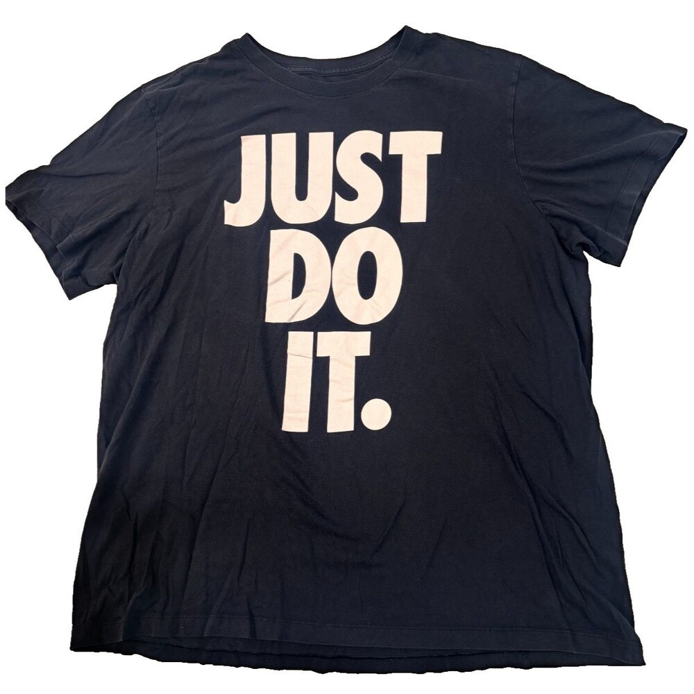 Nike Just Do It T-Shirt Black White Graphic Logo Slogan Tee Men’s Large
